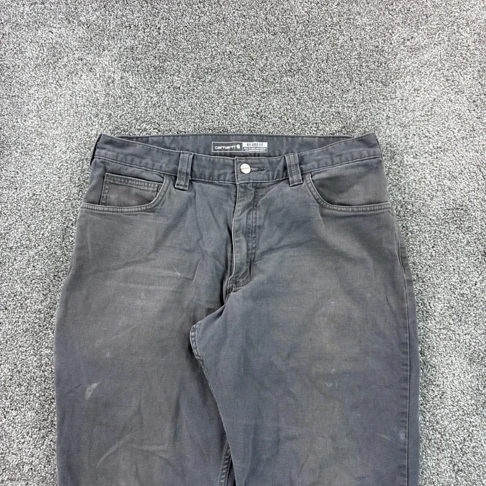Vintage Y2K Carhartt Carpenter Pants Mens 34x32 Gray Canvas Utility Workwear